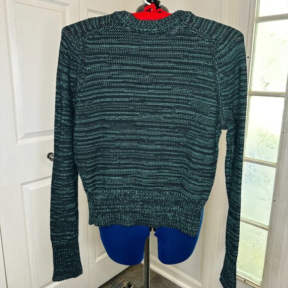 Uniqlo Women's Teal and Black Crewneck Sweater Size Medium Winter Cozy - Picture 3 of 5